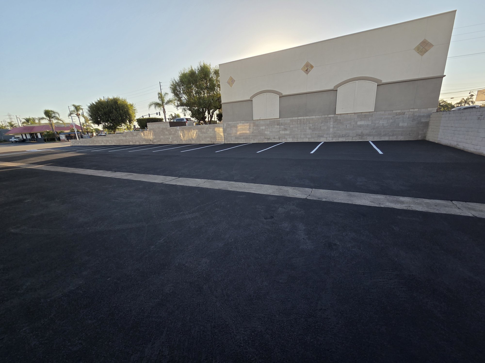 Commercial parking lot repaving and restriping in Orange County